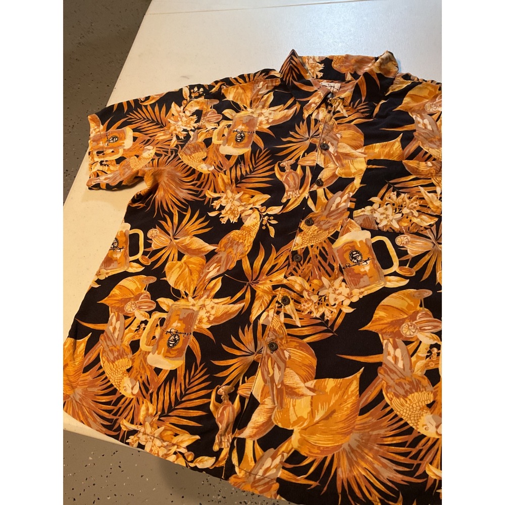 2 Panama Jack Mens XXL Rayon Hawaiian Shirts Tropical Beer Mug Print Button Down